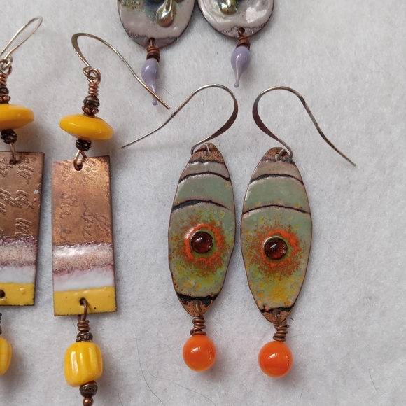Enameled Copper Earrings - Picture 5 of 6